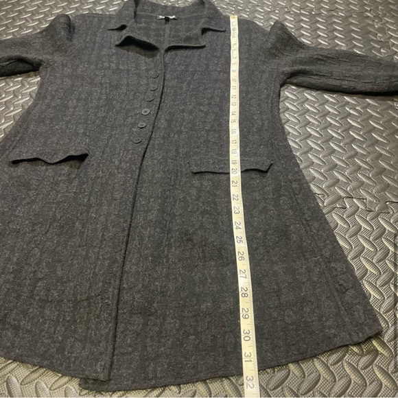 Eileen Fisher Wool Cotton Blend Sweater Jacket Size Small Black - Picture 6 of 11